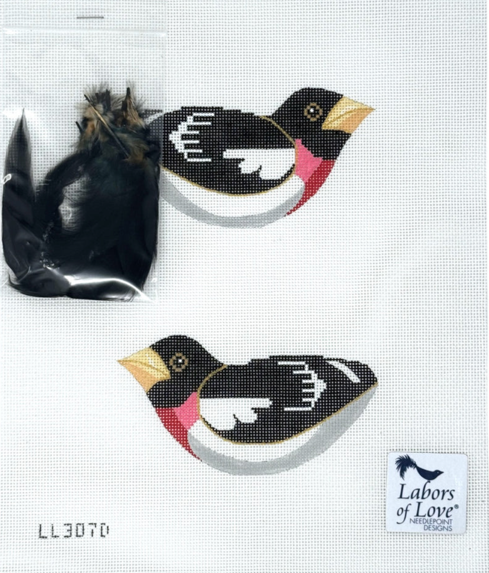 Red Breasted Grosbeak Double Sided Canvas