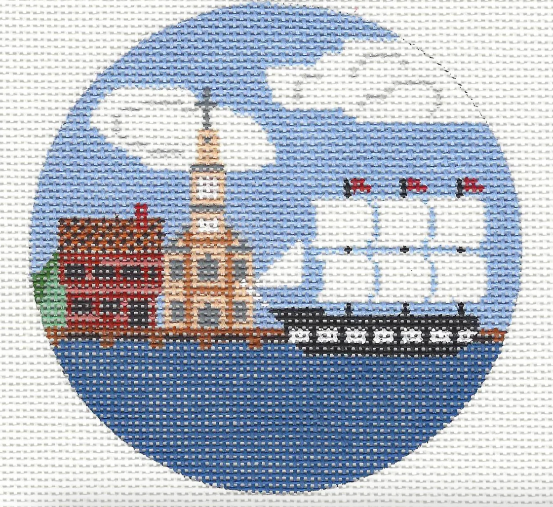Boston Travel Round Canvas