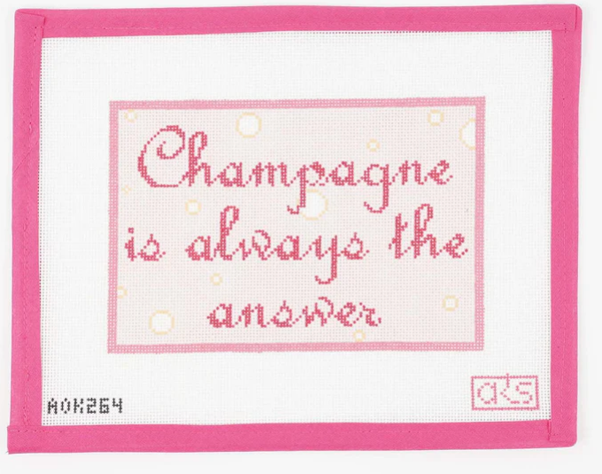 Champagne Is Always the Answer - Pink Bubbles on 18 Mesh Canvas