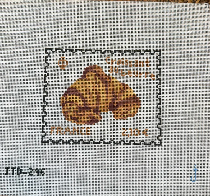 French Stamp Croissant Canvas