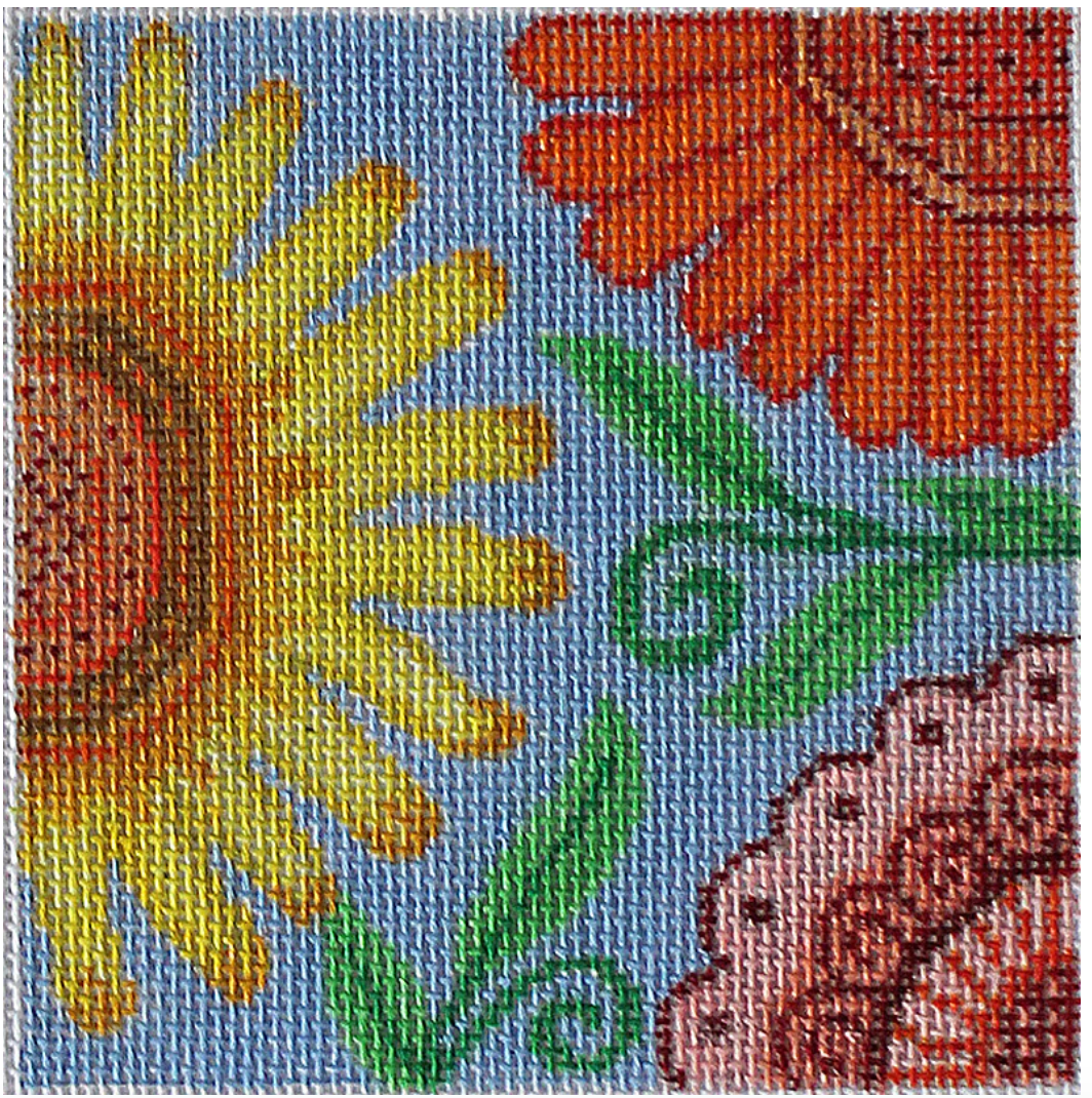 Floral Square - 3 Flowers 4x4 Canvas