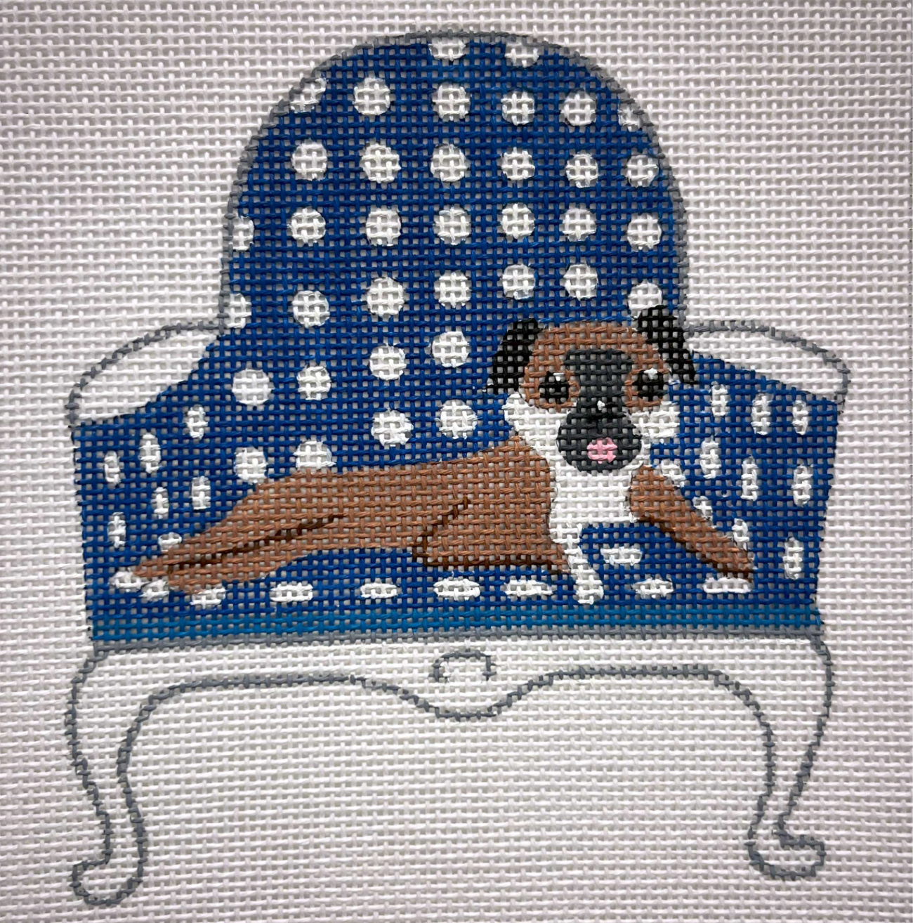 Pup on Polka Dots Canvas