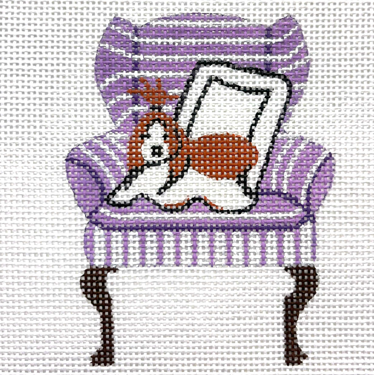 Pup on Purple Chair Canvas