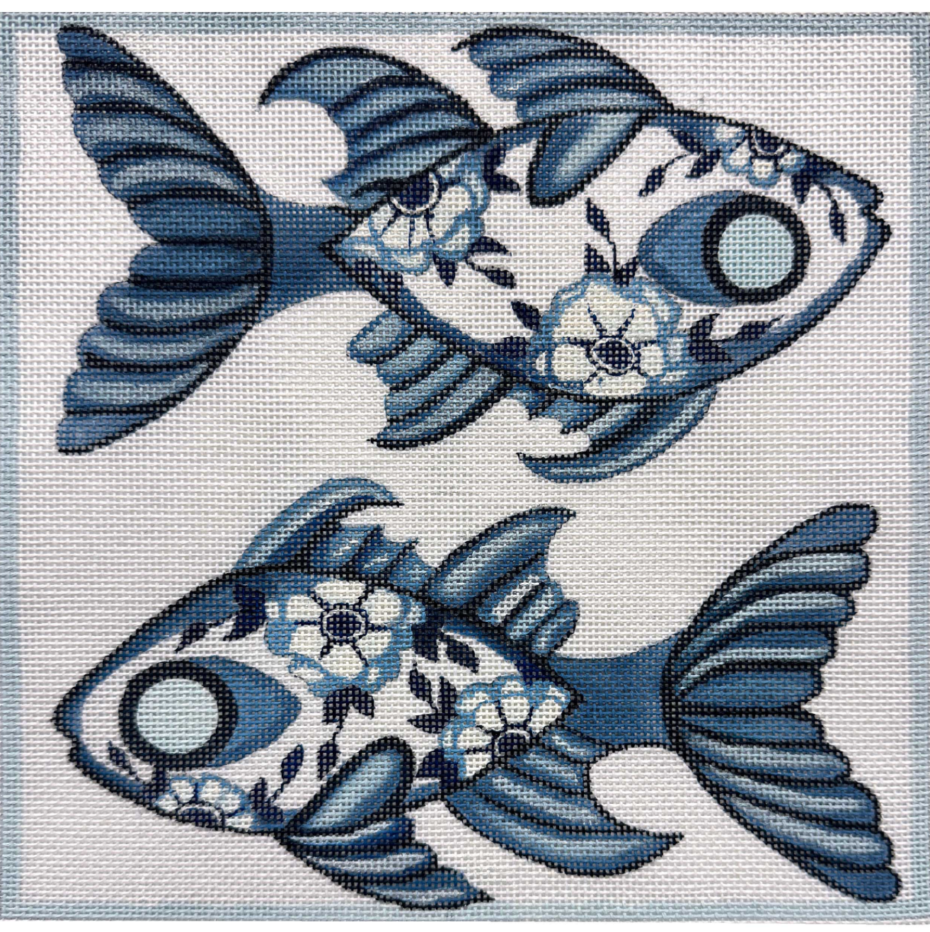 Blue Delft Fish Canvas