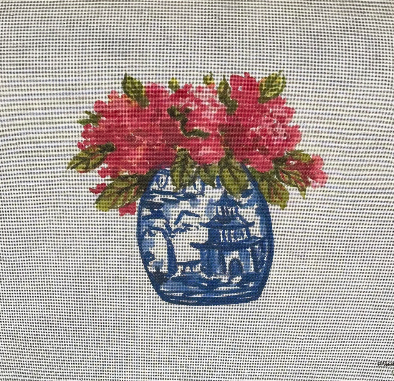 Chinoiserie with Pink Flowers Canvas