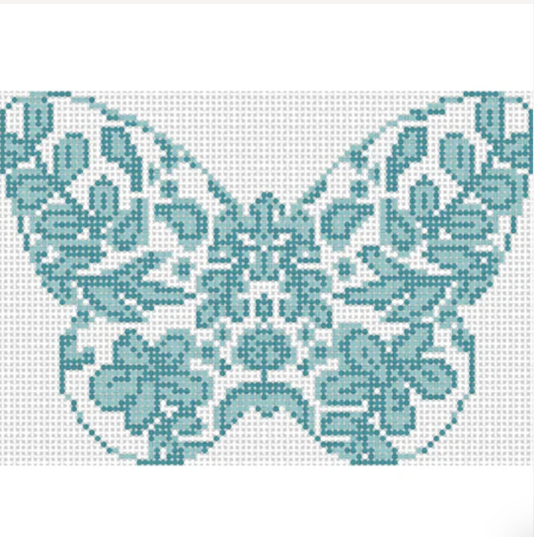 Teal Chinoiserie Butterfly Canvas