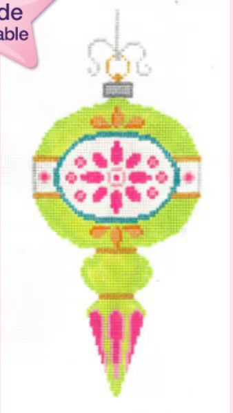 Lime, Pink, Orange Vintage Ornament Canvas