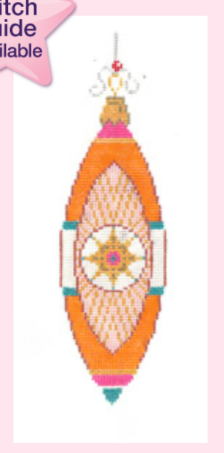 Orange, Blue, Pink Vintage Ornament Canvas