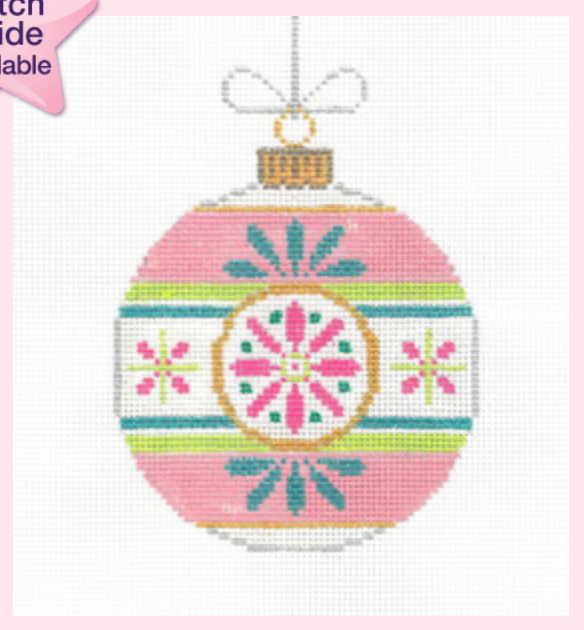 Round Pink, Blue Vintage Ornament Canvas