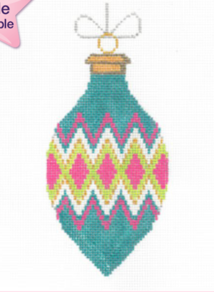 Teal, Pink, Lime Vintage Ornament Canvas