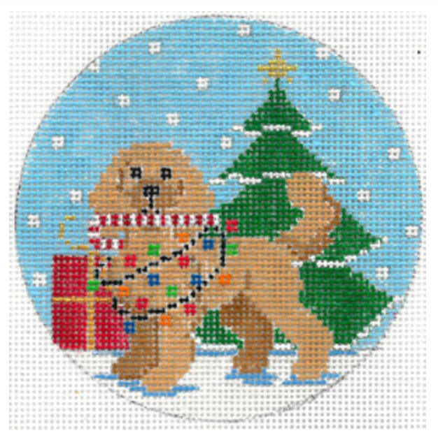 Golden Doodle w/ Lights Canvas