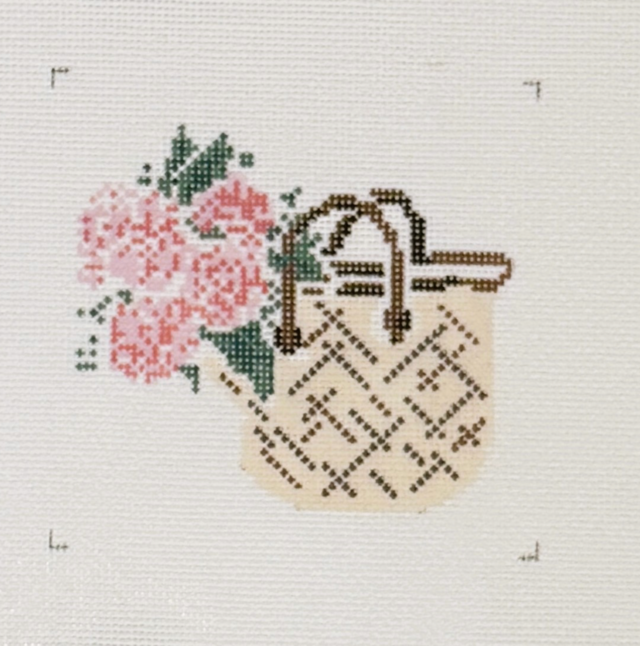 Pink Hydrangea Basket Canvas