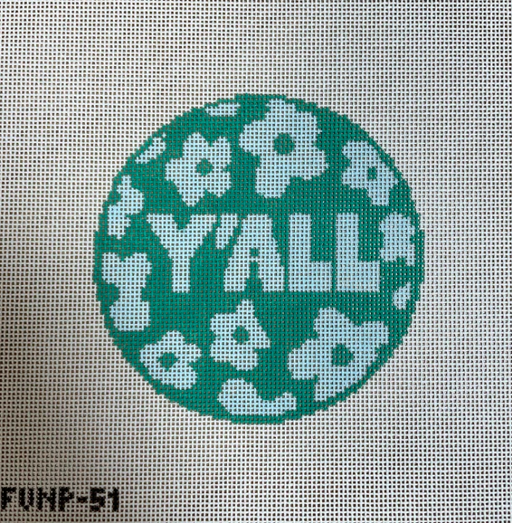 Y'all Flowers Round Canvas