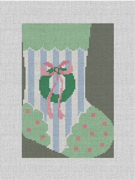 Striped Mini Stocking with Wreath