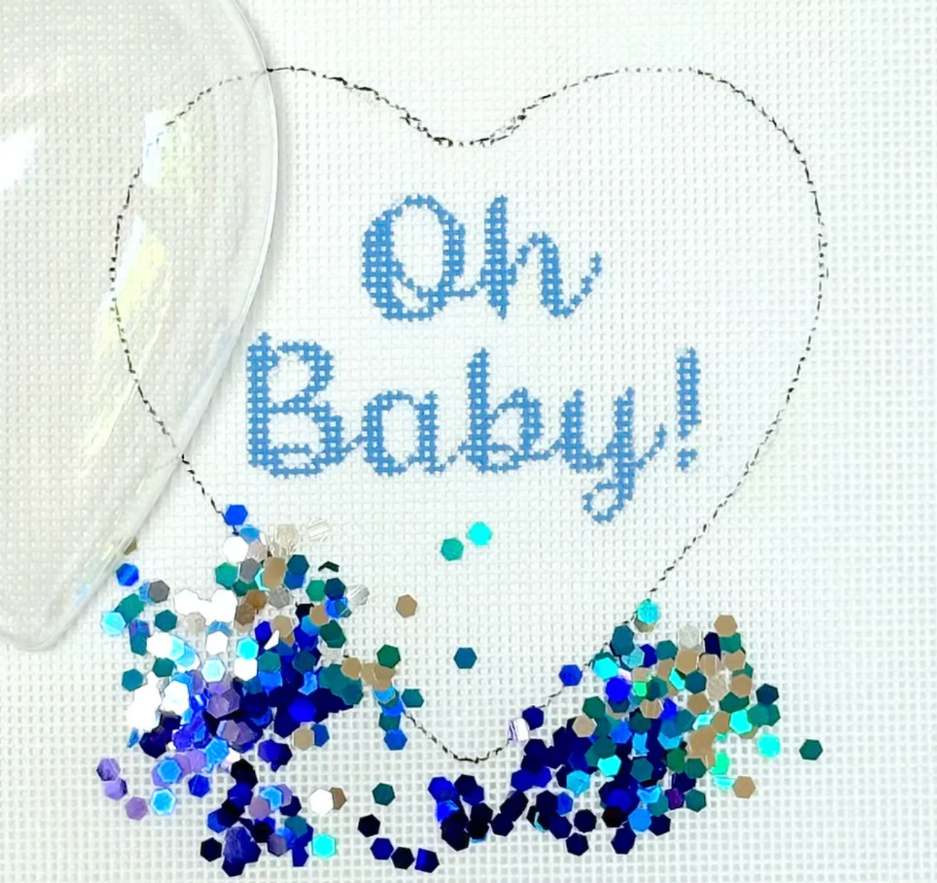 Blue Oh Baby! Glitter Globe Canvas
