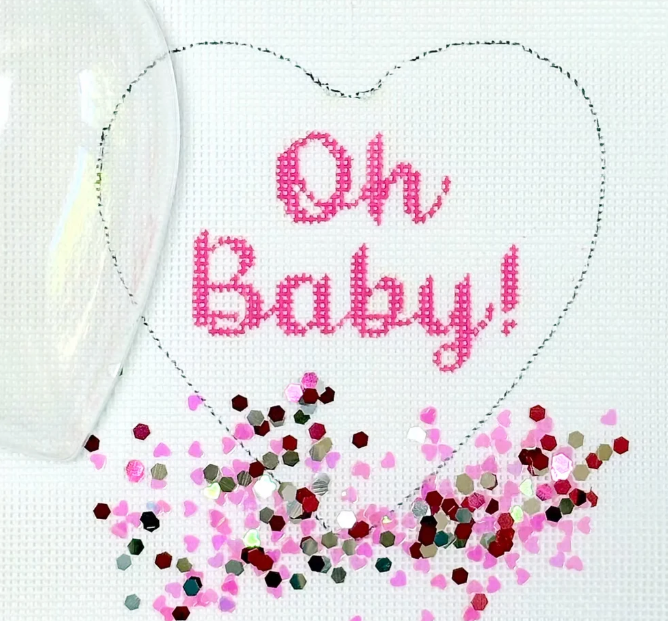 Pink Oh Baby! Glitter Globe Canvas