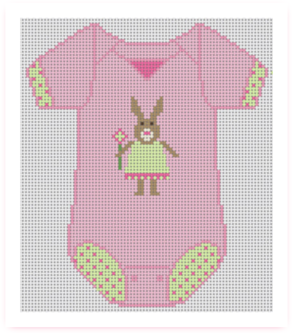 Baby Onesie - Pink w/ Bunny Canvas
