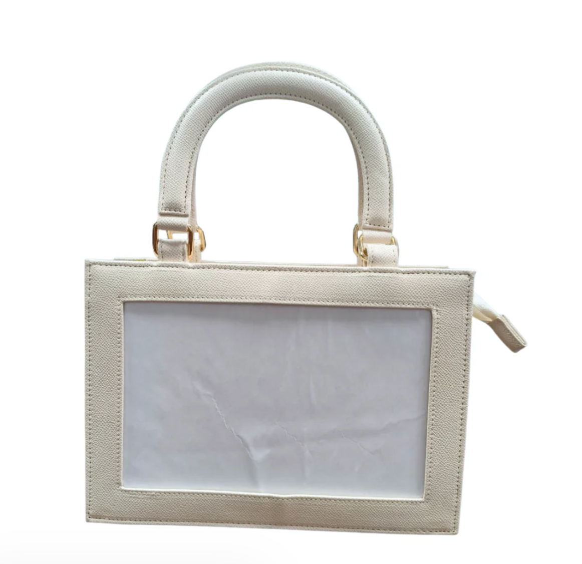 Cream Needlepoint Self-Finishing Leather Purse