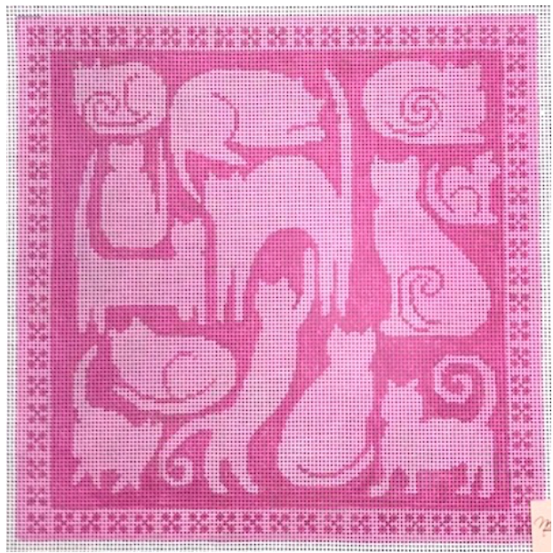 Pink Playful Cats Canvas