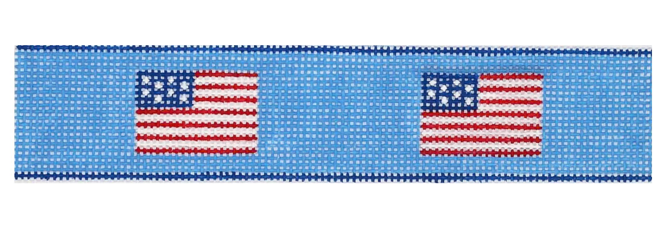 American Flags on Bright Blue Key Fob Canvas