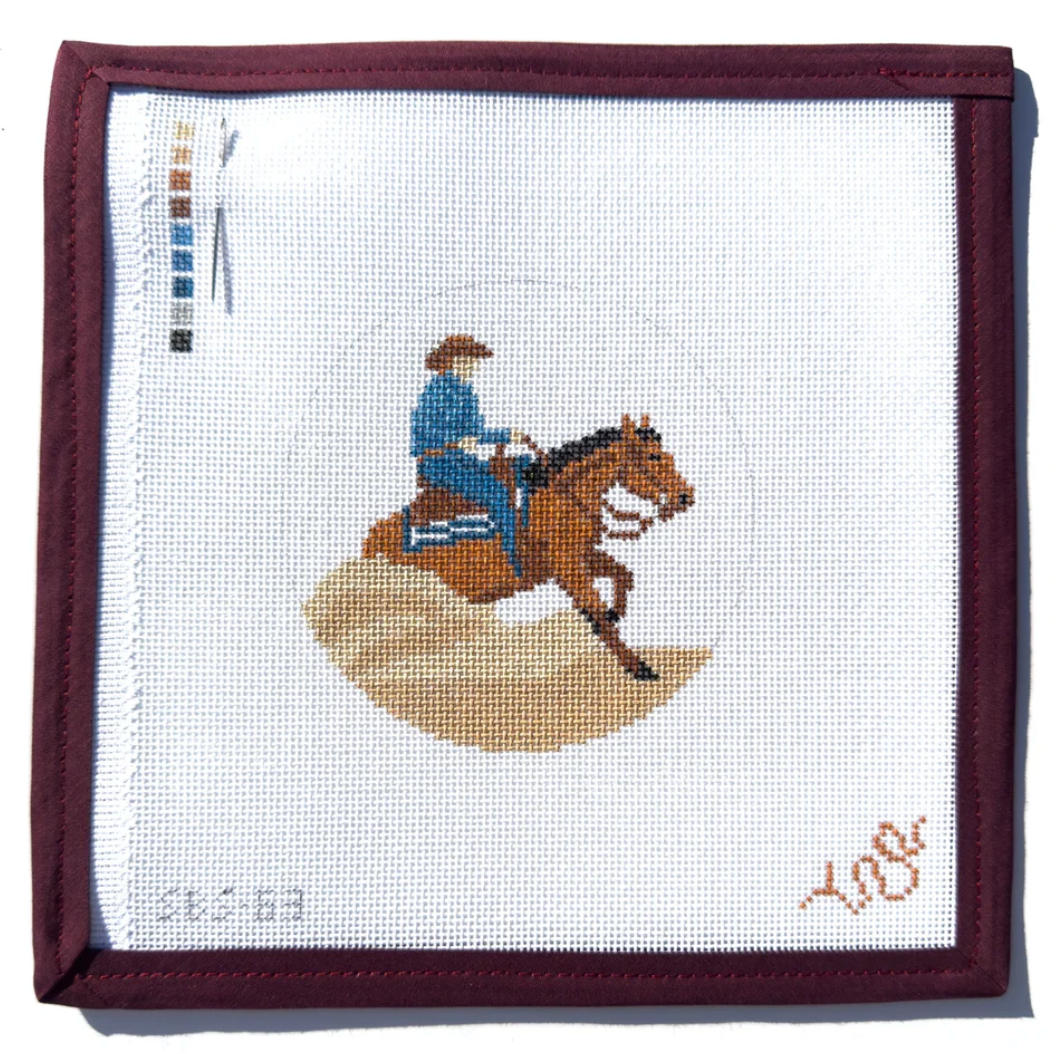Reining 4" Round Needlepoint Canvas