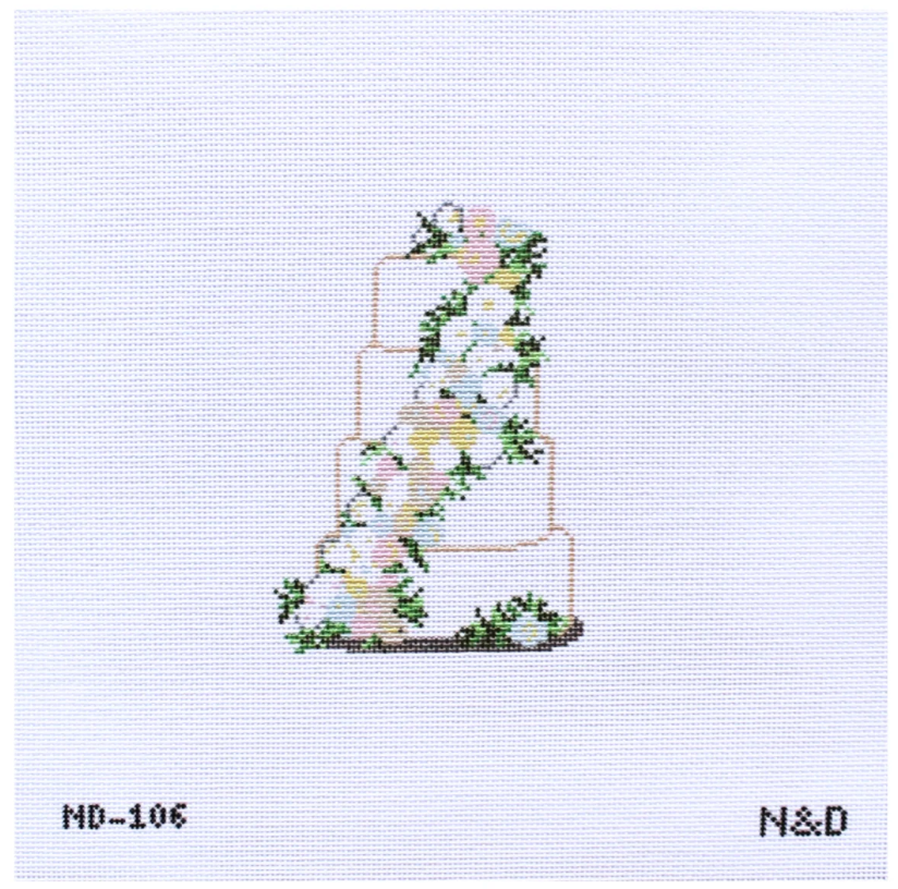 Cream and Pastel Flowers Wedding Cake Needlepoint Canvas