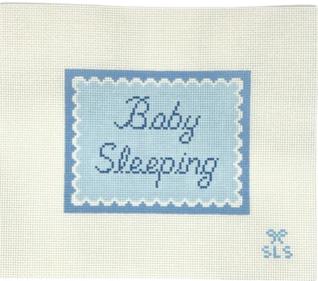 Baby Sleeping Blue Scallops Canvas