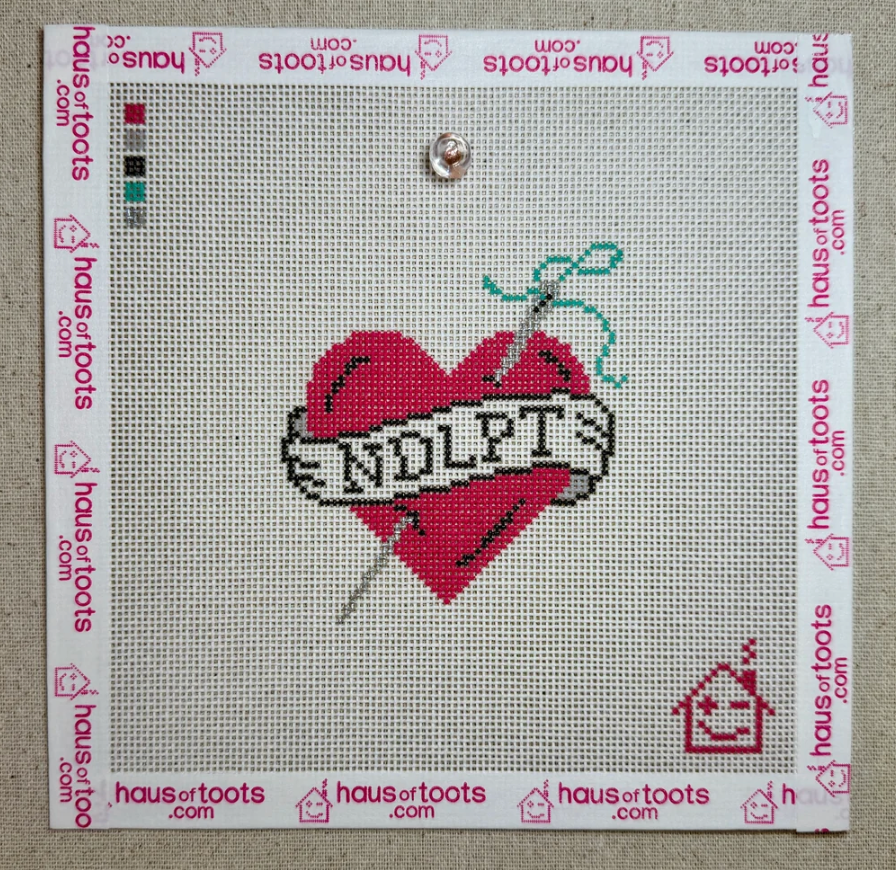 Pink Needlepoint Heart Canvas