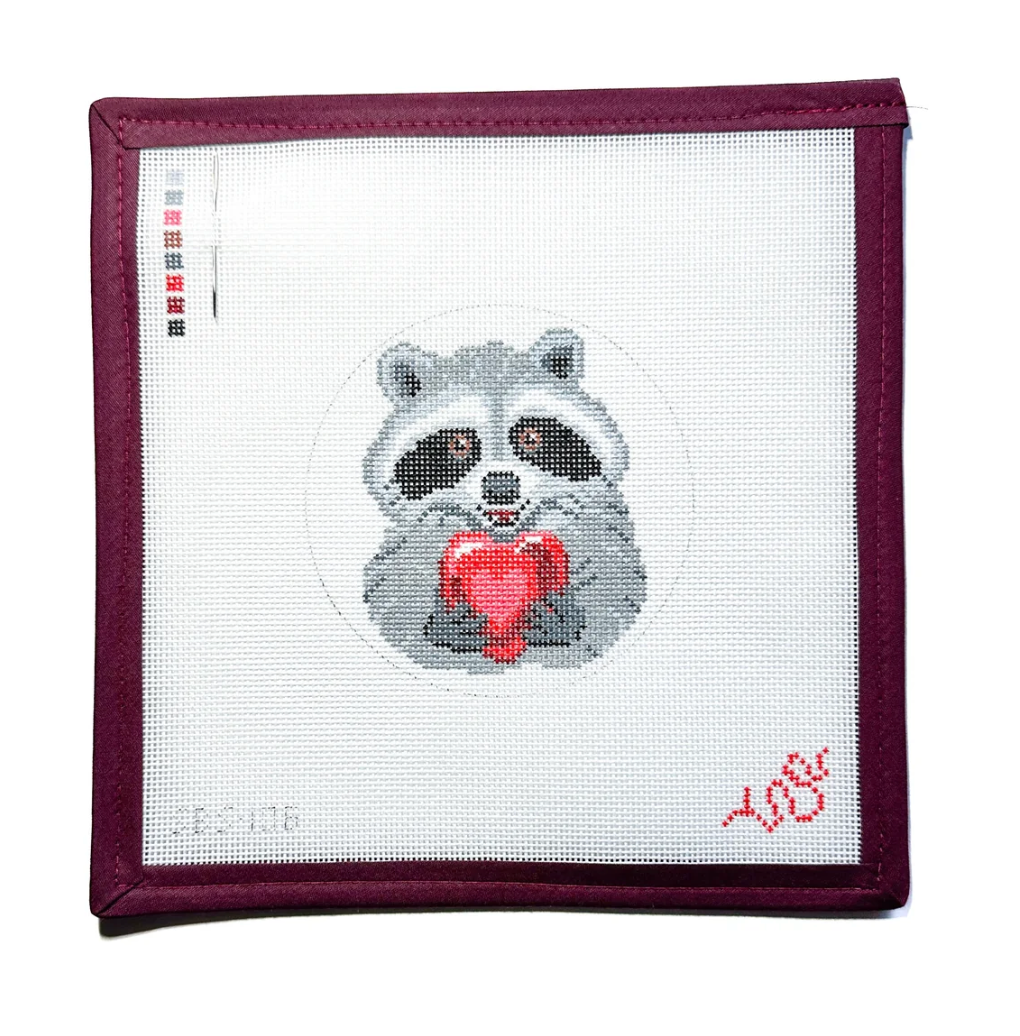 Valentine's Day Raccoon Needlepoint Canvas
