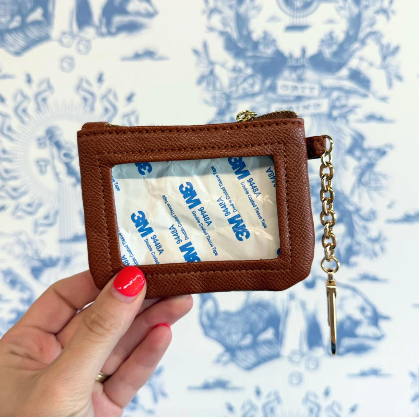 Cognac Self-Finishing Needlepoint Coin Wallet