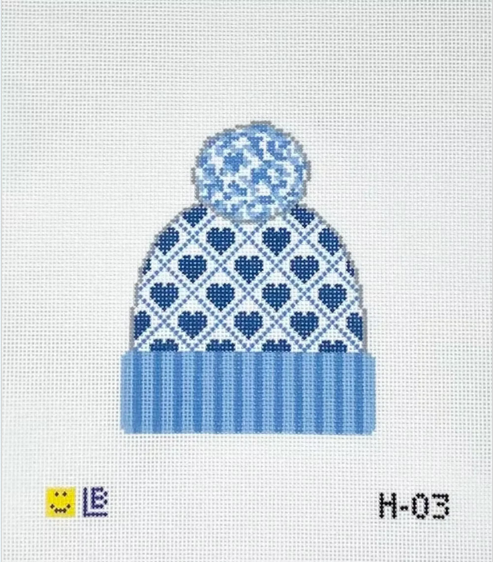 Beanie - Blue Hearts Canvas