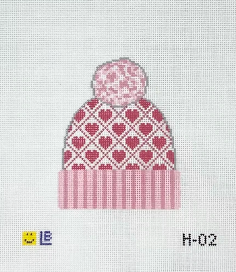 Beanie - Pink Hearts Canvas