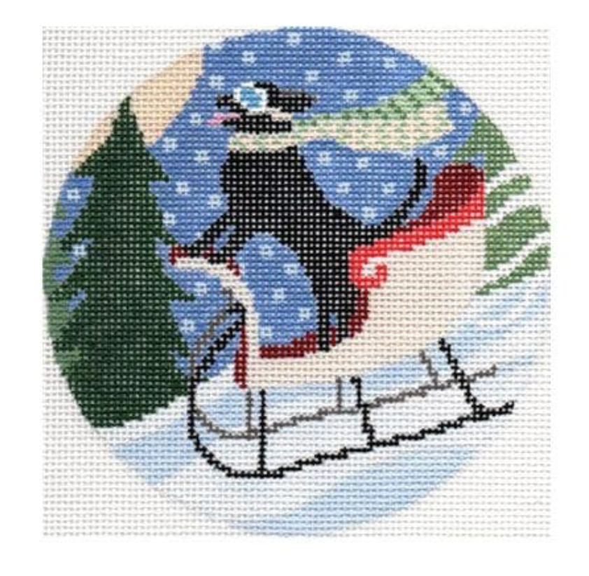 Black Lab Sledding Canvas