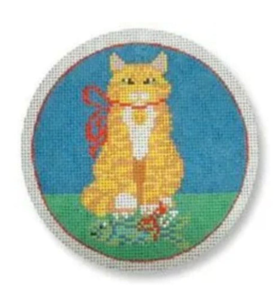 Orange Cat with Fish Canvas