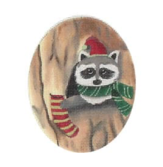 Raccoon in a Tree with Stocking Canvas