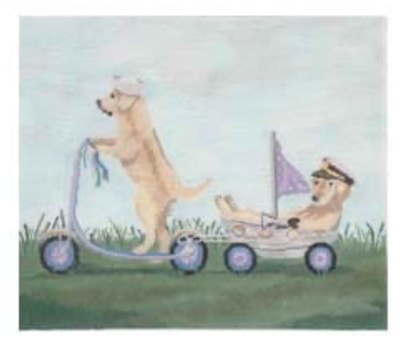 Retrievers on Scooter Canvas