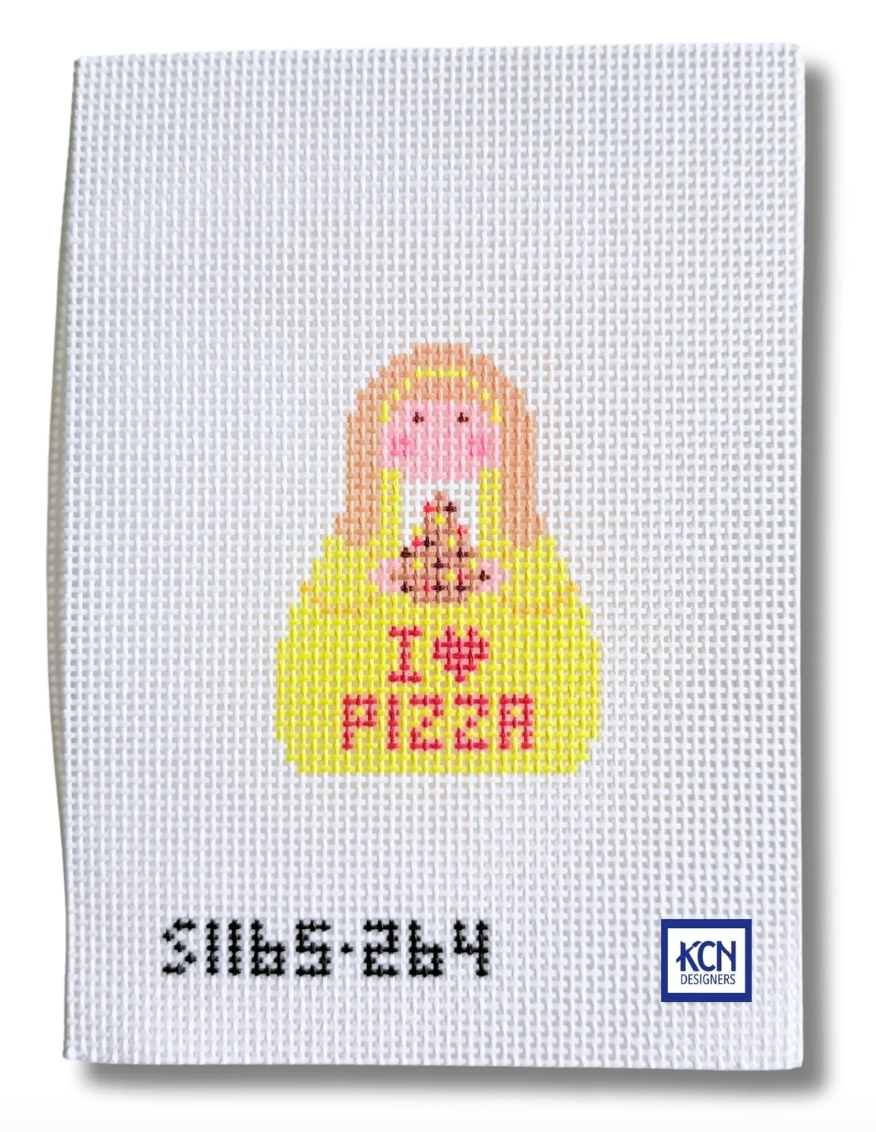 I Love Pizza Stitch It Angel Canvas
