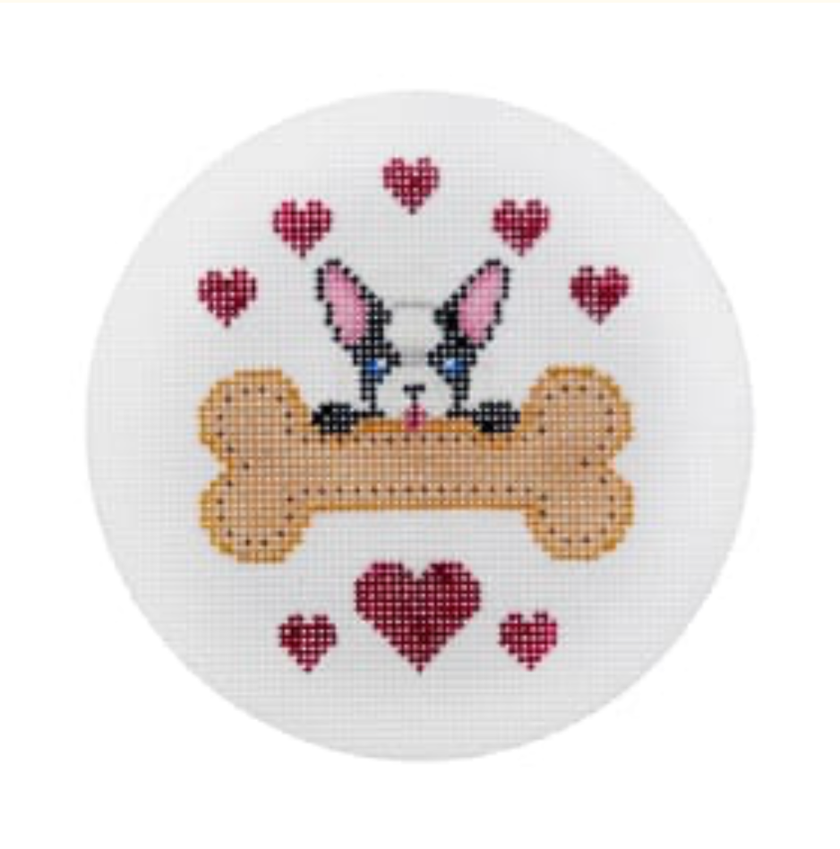 Boston Terrier With Bone Canvas