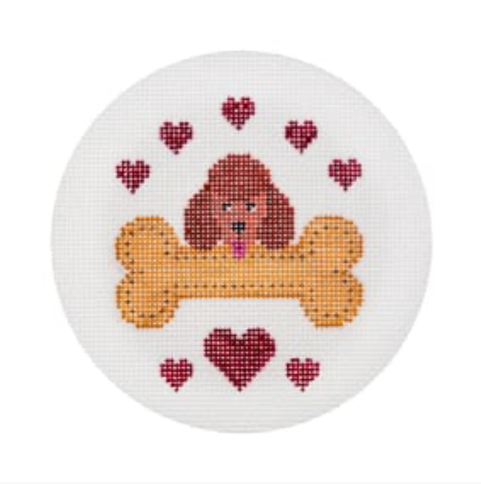 Brown Poodle With Bone Canvas