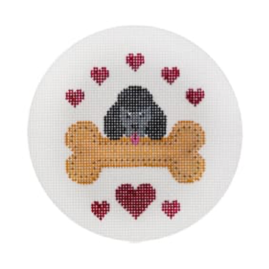 Black Poodle With Bone Canvas
