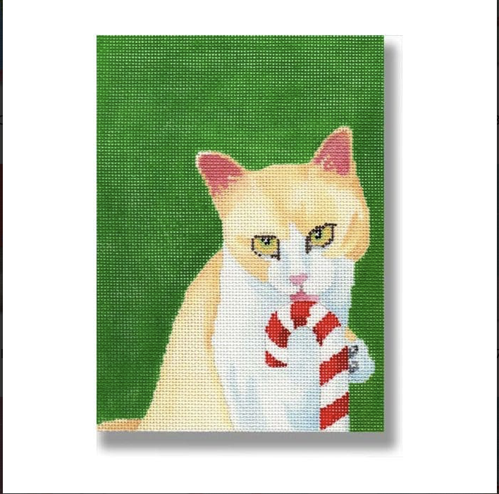 Candy Cane Cat Canvas
