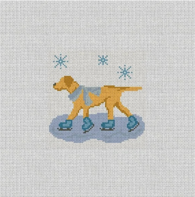 Yellow Lab Ice Skating Canvas
