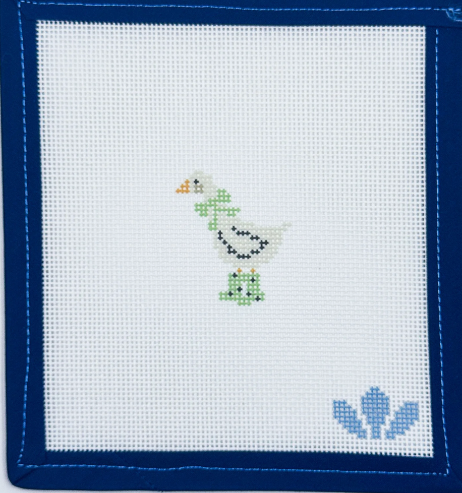 Mini Duck in Green Rain Boots Canvas
