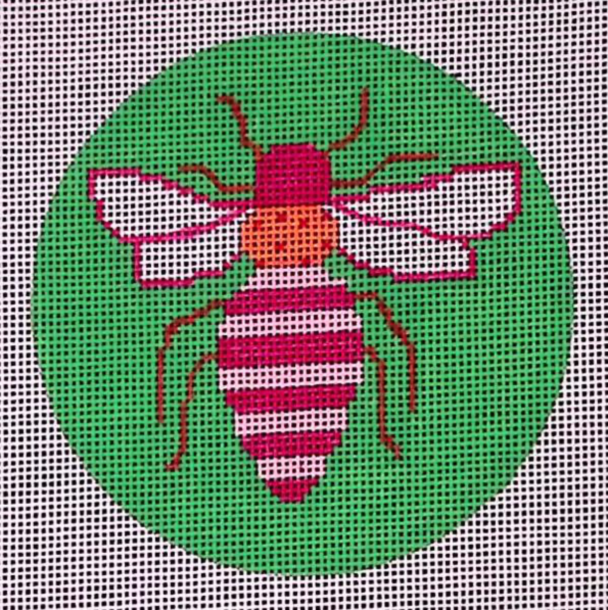 Bright Bee On Green Canvas