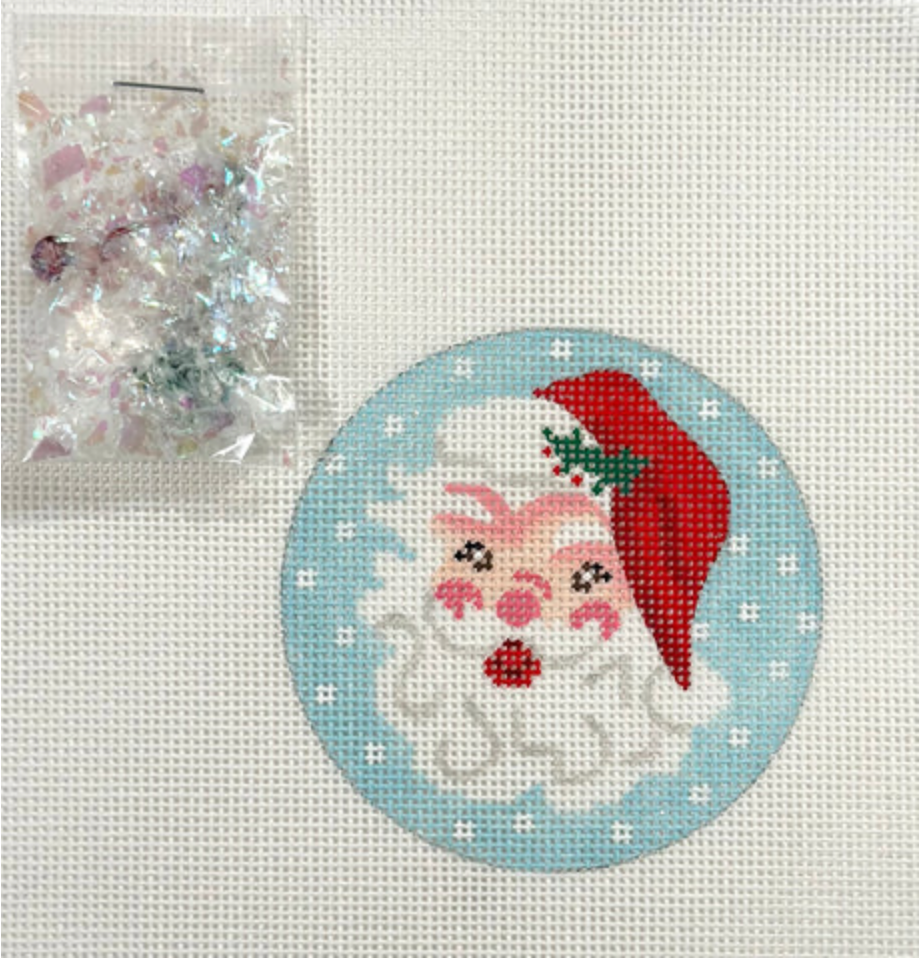 Jolly Santa Snow Globe Ornament Canvas