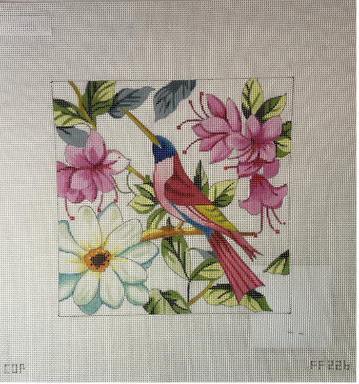 Floral with Pink Bird Canvas