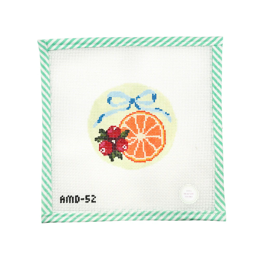 Orange & Cranberry Bow Round Canvas
