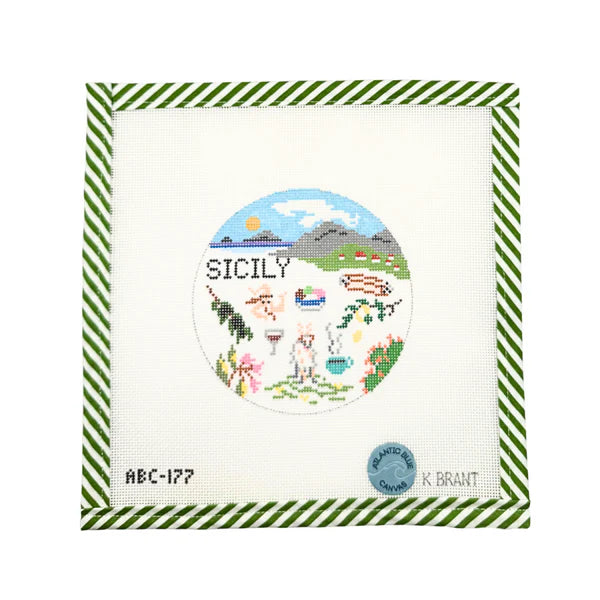 Sicily Travel Round Canvas