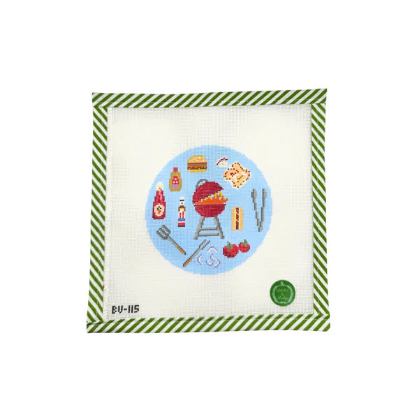 At the Grill Round Canvas