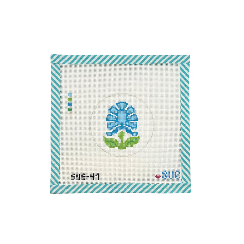 Blue Block Flower Canvas